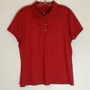 Tail Shirt Womens Large Red Cutout Golf Polo Snap Performance Logo Lightweight L